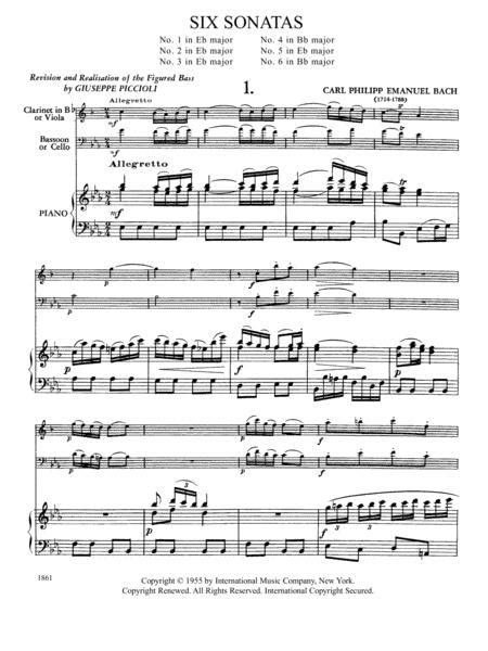 Six Sonatas For Clarinet, Bassoon & Piano Or Viola, Cello & Piano